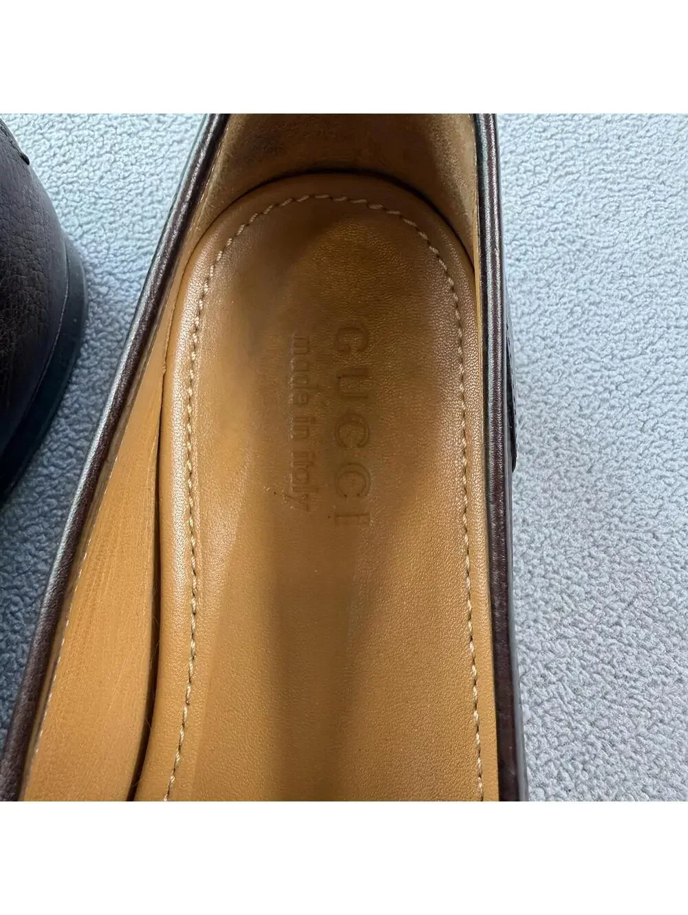 Gucci Horsebit Web Stripe Brown Pebbled Leather Loafers Mens US 7 Made in Italy